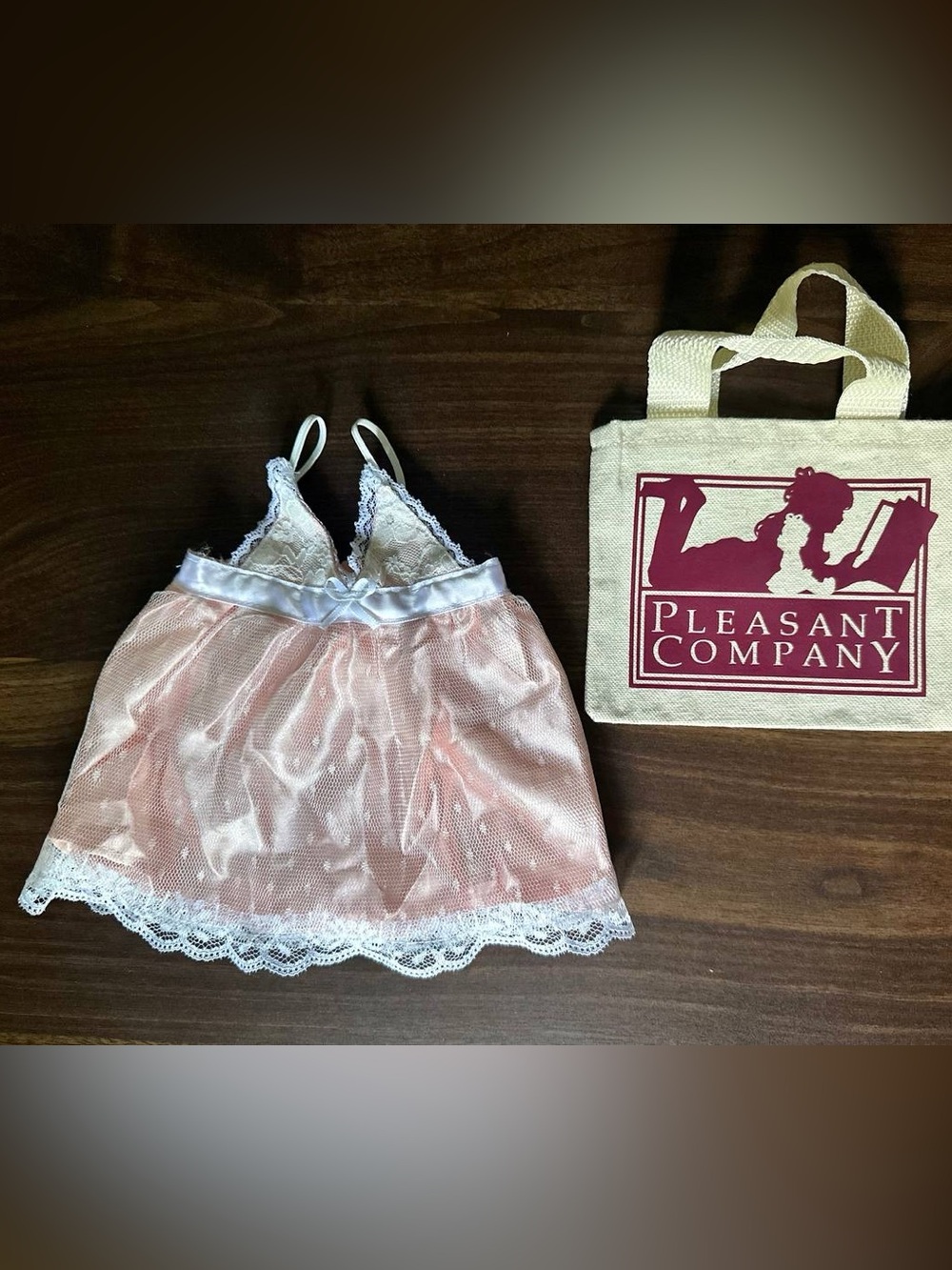 Handmade Lace Layered 18” Doll Dress + Doll Tote Bag
